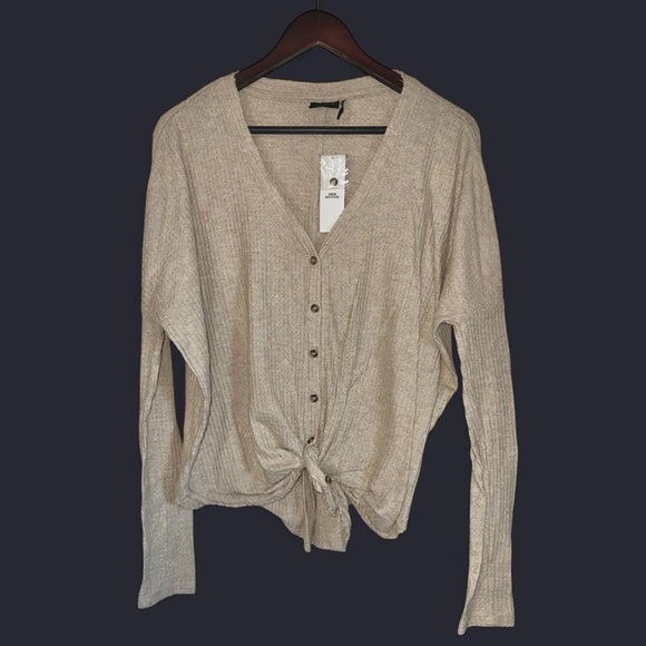 Urban Outfitters Tops - Urban Outfitters Out From Under Jojo Oversized Thermal Button-Front Top Tan